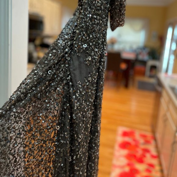 Silver sequined Maxi Dress Sz. 12/14 - Picture 3 of 8